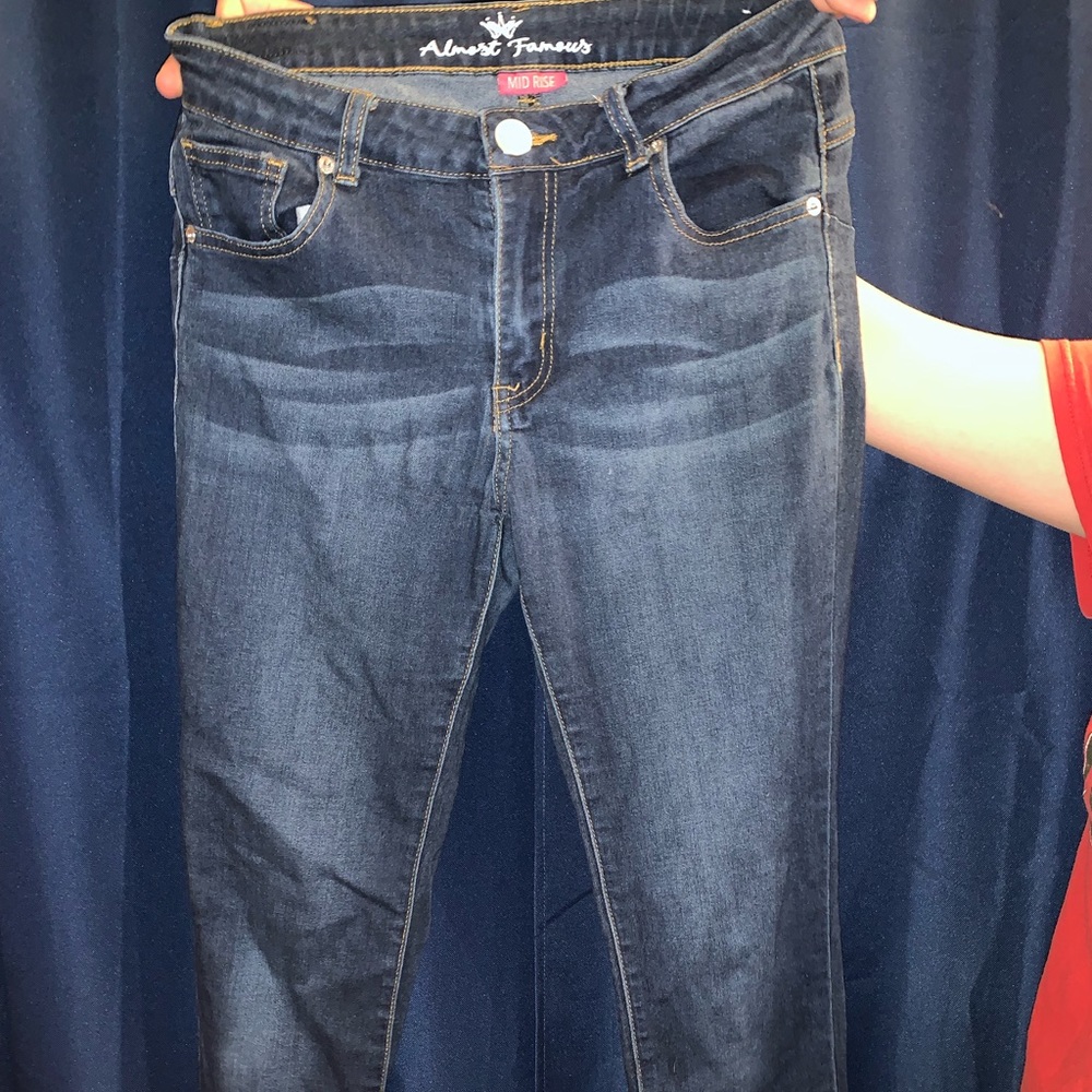 mid rise skinny blue jeans